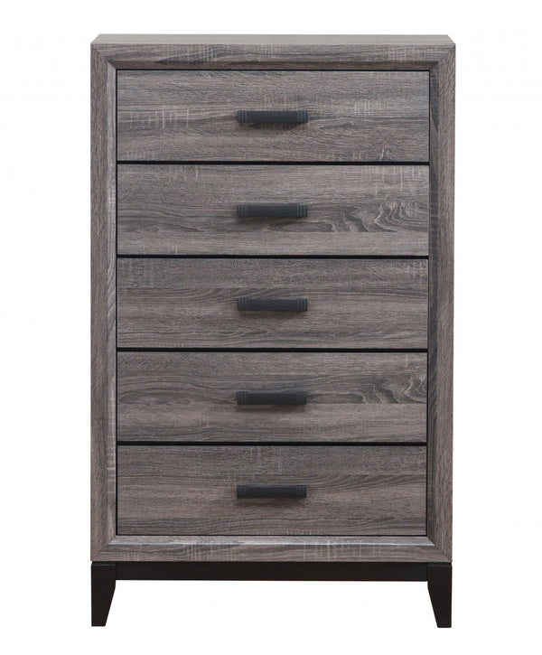 Homeroots 31" Grey Solid Wood Five Drawer Chest  Solid Wood 478637