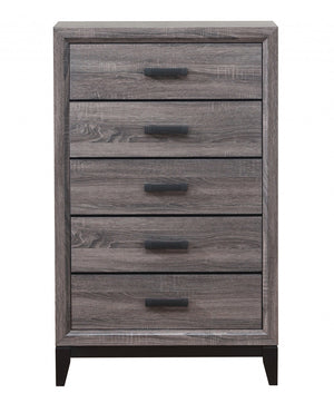 Homeroots 31" Grey Solid Wood Five Drawer Chest  Solid Wood 478637
