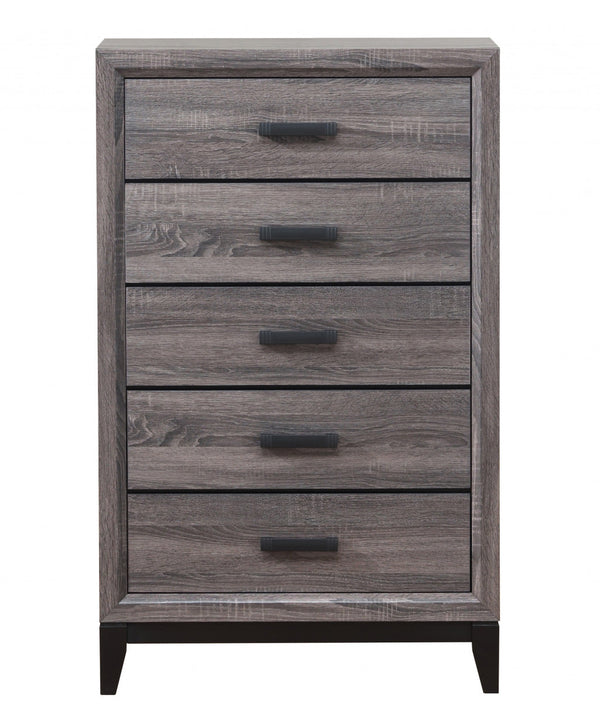 Homeroots 31" Grey Solid Wood Five Drawer Chest  Solid Wood 478637