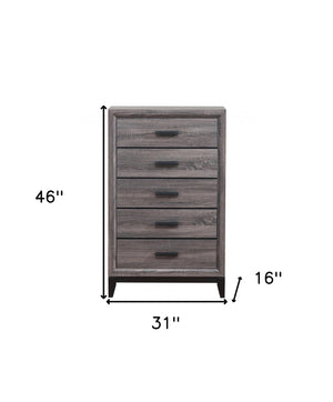 Homeroots 31" Grey Solid Wood Five Drawer Chest  Solid Wood 478637