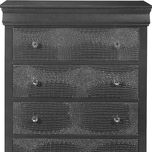 Homeroots 31" Metallic Grey Solid Wood Five Drawer Chest  Solid Wood 478644