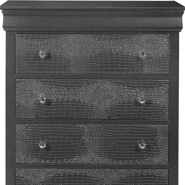Homeroots 31" Metallic Grey Solid Wood Five Drawer Chest  Solid Wood 478644