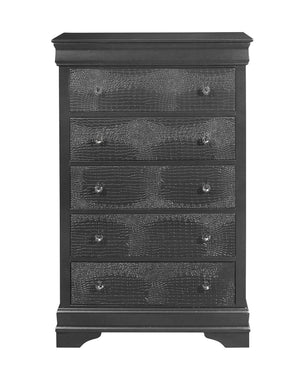 Homeroots 31" Metallic Grey Solid Wood Five Drawer Chest  Solid Wood 478644
