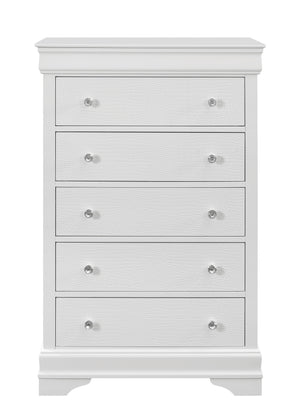Homeroots 31" Metallic White Solid Wood Five Drawer Chest  Solid Wood 478645