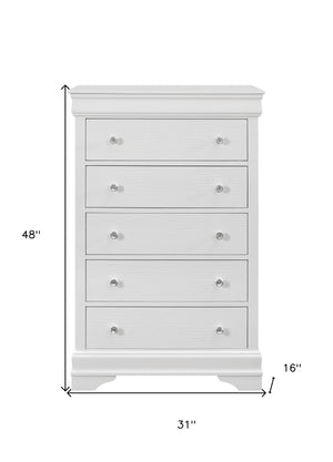 Homeroots 31" Metallic White Solid Wood Five Drawer Chest  Solid Wood 478645