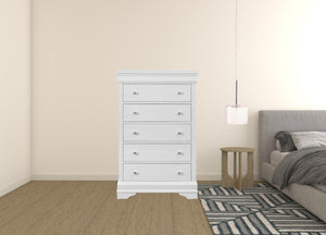 Homeroots 31" Metallic White Solid Wood Five Drawer Chest  Solid Wood 478645