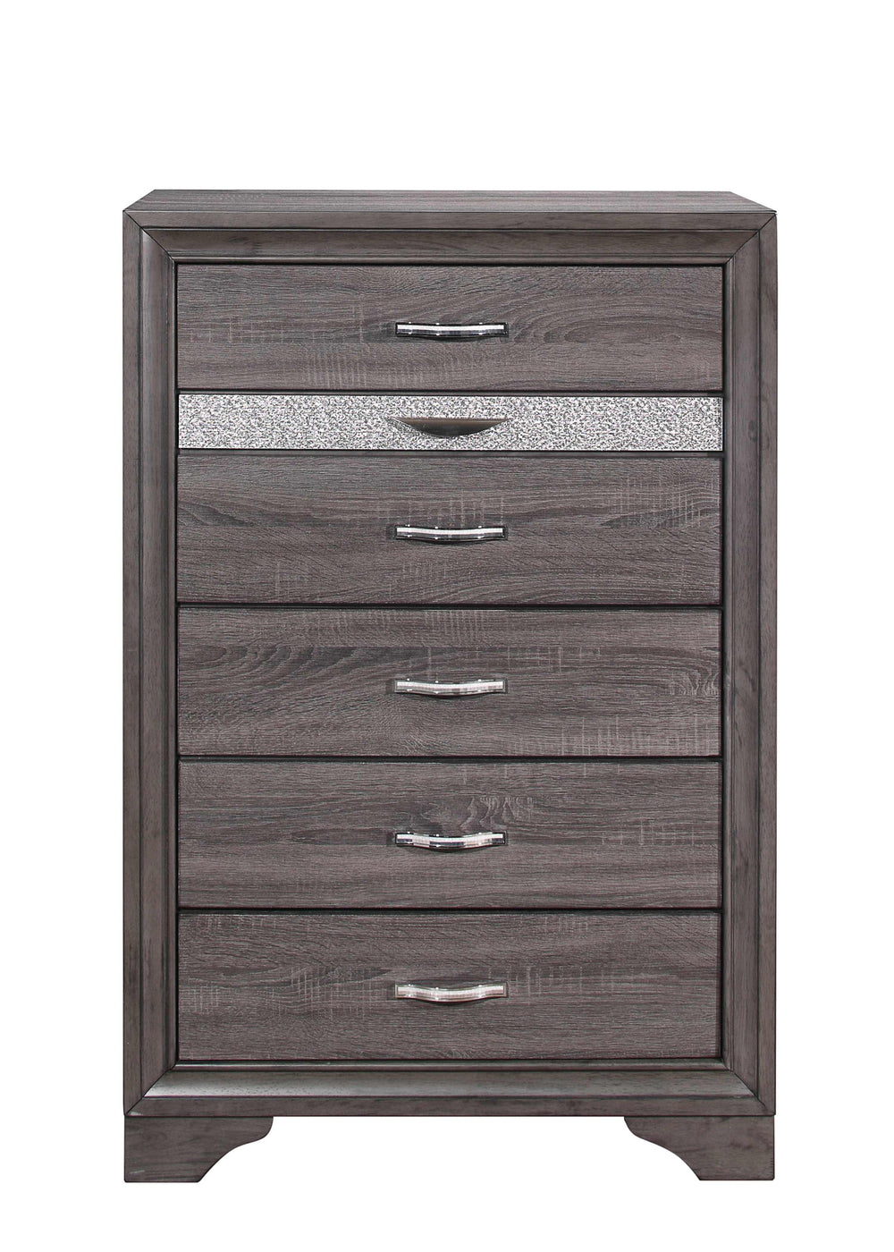 Homeroots 35" Grey Manufactured Wood Six Drawer Chest  Manufactured Wood 478646