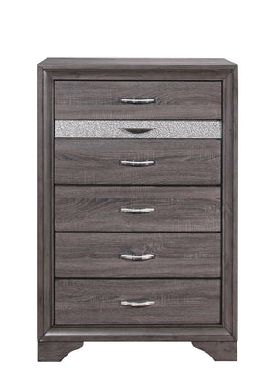 Homeroots 35" Grey Manufactured Wood Six Drawer Chest  Manufactured Wood 478646