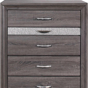 Homeroots 35" Grey Manufactured Wood Six Drawer Chest  Manufactured Wood 478646