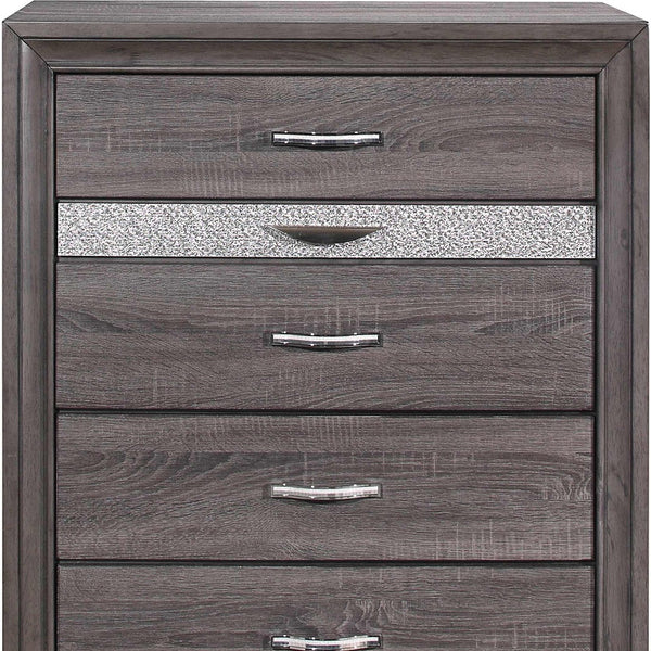 Homeroots 35" Grey Manufactured Wood Six Drawer Chest  Manufactured Wood 478646