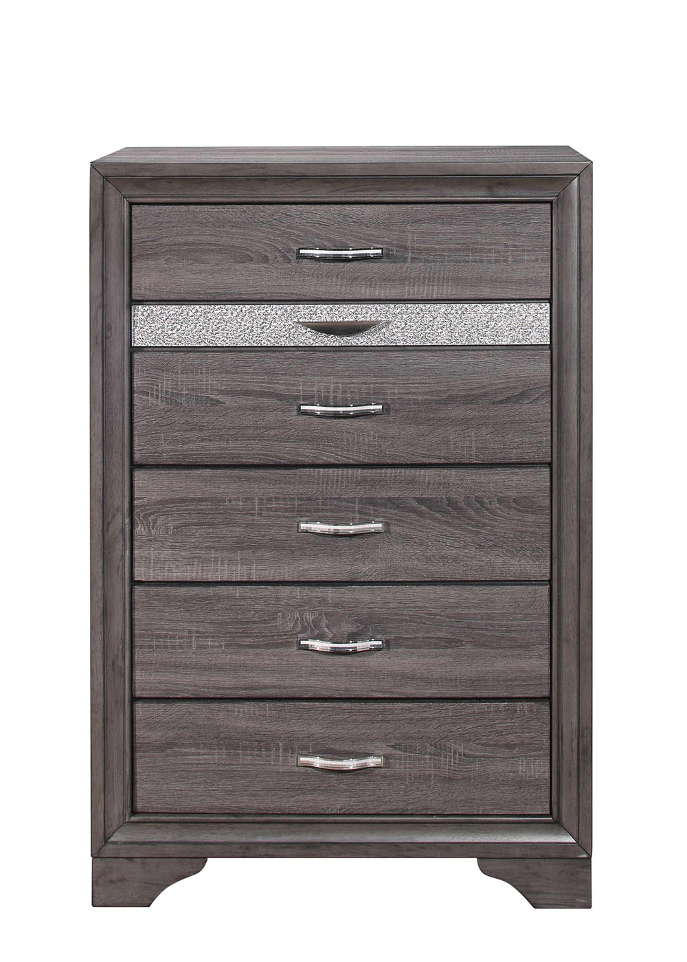 Homeroots 35" Grey Manufactured Wood Six Drawer Chest  Manufactured Wood 478646