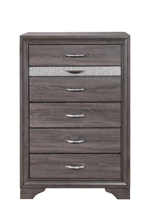 Homeroots 35" Grey Manufactured Wood Six Drawer Chest  Manufactured Wood 478646