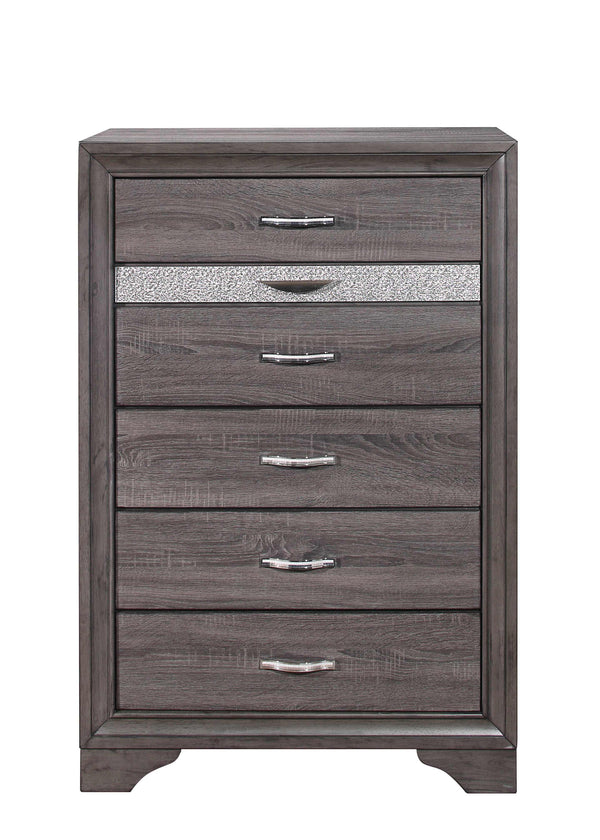 Homeroots 35" Grey Manufactured Wood Six Drawer Chest  Manufactured Wood 478646