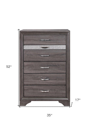 Homeroots 35" Grey Manufactured Wood Six Drawer Chest  Manufactured Wood 478646
