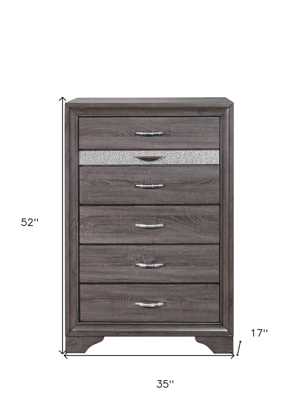 Homeroots 35" Grey Manufactured Wood Six Drawer Chest  Manufactured Wood 478646