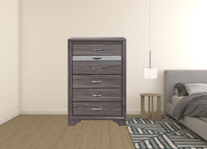 Homeroots 35" Grey Manufactured Wood Six Drawer Chest  Manufactured Wood 478646
