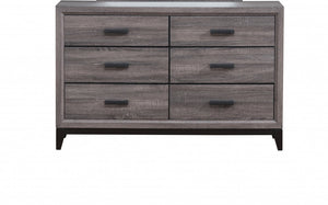 Homeroots 58" Gray Solid And Manufactured Wood Six Drawer Double Dresser  Solid And Manufactured Wood 478651