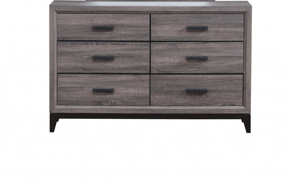 Homeroots 58" Gray Solid And Manufactured Wood Six Drawer Double Dresser  Solid And Manufactured Wood 478651