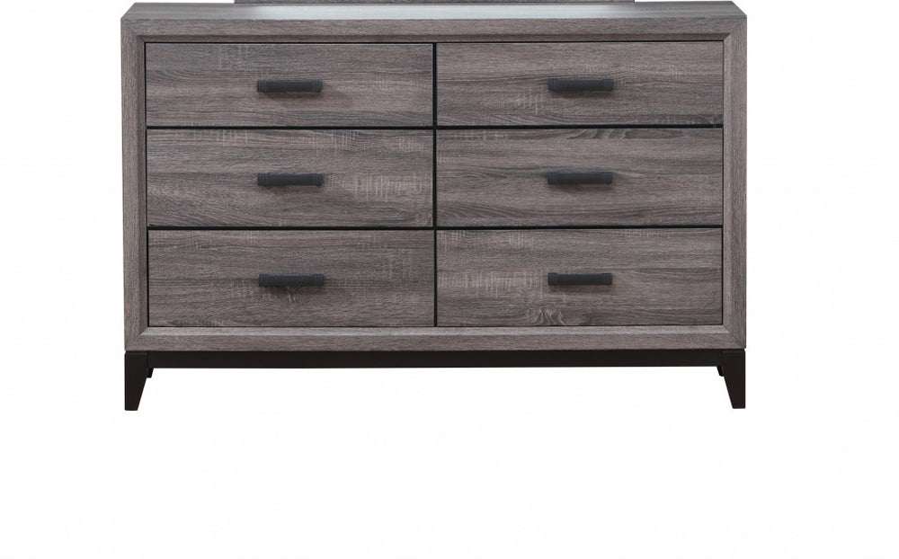 Homeroots 58" Gray Solid And Manufactured Wood Six Drawer Double Dresser  Solid And Manufactured Wood 478651