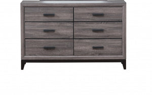 Homeroots 58" Gray Solid And Manufactured Wood Six Drawer Double Dresser  Solid And Manufactured Wood 478651