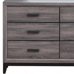 Homeroots 58" Gray Solid And Manufactured Wood Six Drawer Double Dresser  Solid And Manufactured Wood 478651