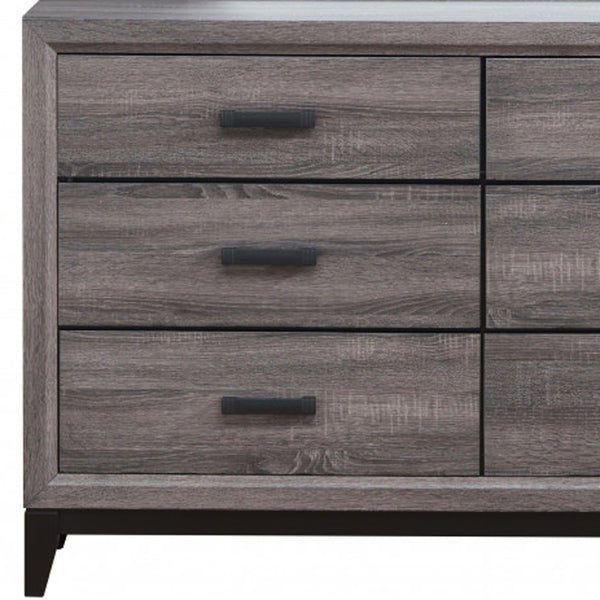 Homeroots 58" Gray Solid And Manufactured Wood Six Drawer Double Dresser  Solid And Manufactured Wood 478651