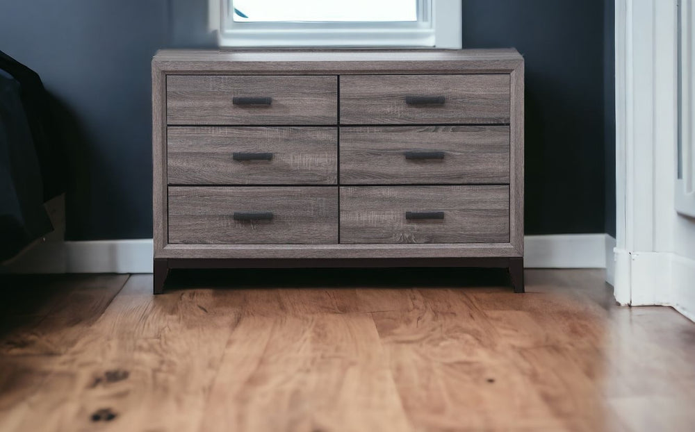 Homeroots 58" Gray Solid And Manufactured Wood Six Drawer Double Dresser  Solid And Manufactured Wood 478651