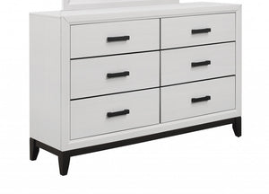 Homeroots 58" White Solid Wood Six Drawer Double Dresser  Solid Wood 478652