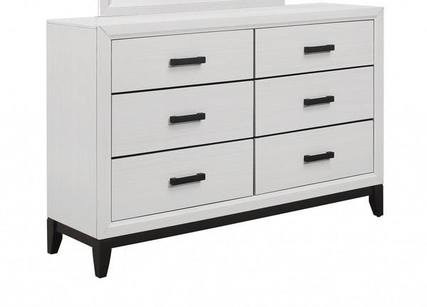 Homeroots 58" White Solid Wood Six Drawer Double Dresser  Solid Wood 478652