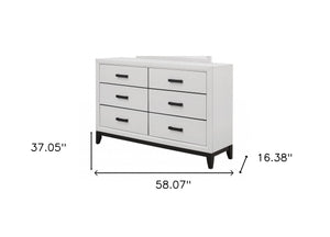 Homeroots 58" White Solid Wood Six Drawer Double Dresser  Solid Wood 478652