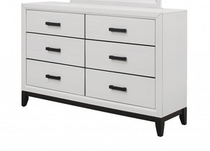Homeroots 58" White Solid Wood Six Drawer Double Dresser  Solid Wood 478652