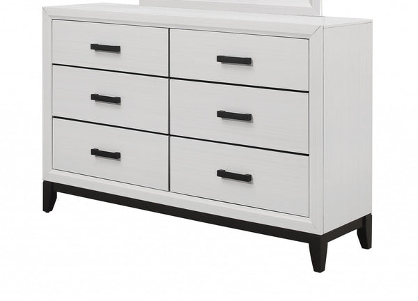 Homeroots 58" White Solid Wood Six Drawer Double Dresser  Solid Wood 478652