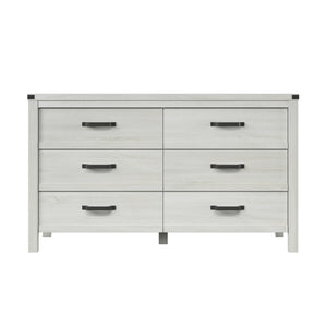 Homeroots 58" White Solid Wood Six Drawer Double Dresser  Solid Wood 478652