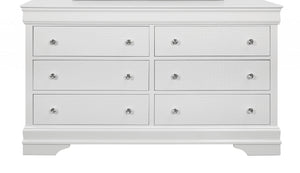 Homeroots 58" Metallic White Solid Wood Six Drawer Double Dresser  Solid Wood 478657