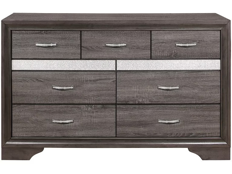 Homeroots 62" Grey Solid Wood Nine Drawer Double Dresser  Solid Wood 478658