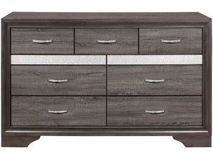 Homeroots 62" Grey Solid Wood Nine Drawer Double Dresser  Solid Wood 478658