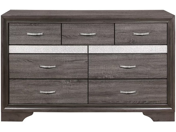Homeroots 62" Grey Solid Wood Nine Drawer Double Dresser  Solid Wood 478658