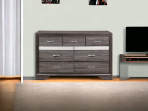 Homeroots 62" Grey Solid Wood Nine Drawer Double Dresser  Solid Wood 478658