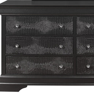Homeroots 58" Metallic Grey Solid Wood Six Drawer Double Dresser  Solid Wood 478660