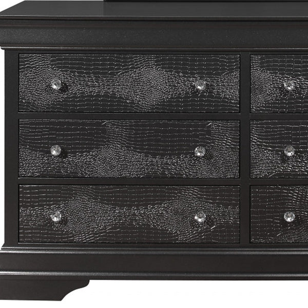 Homeroots 58" Metallic Grey Solid Wood Six Drawer Double Dresser  Solid Wood 478660