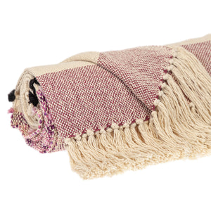 Homeroots 50" X 60" Purple And Ivory Woven Cotton Striped Throw Blanket With Tassels  Cotton 478664