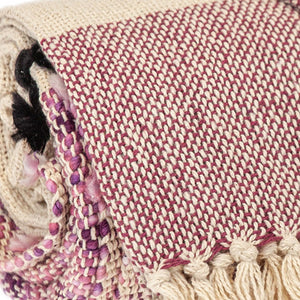 Homeroots 50" X 60" Purple And Ivory Woven Cotton Striped Throw Blanket With Tassels  Cotton 478664