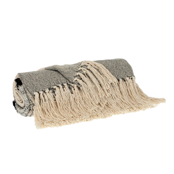 Homeroots Gray Woven Cotton Abstract Throw Blanket  Cotton 478667