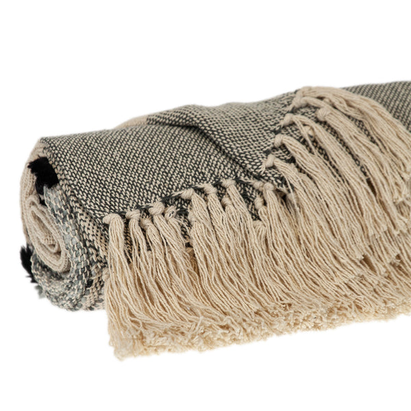 Homeroots Gray Woven Cotton Abstract Throw Blanket  Cotton 478667