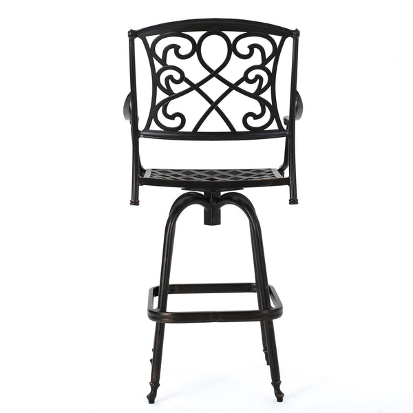 English Elm Christopher Knight Home® - WATERBURY Paris Copper Cast Barstool – Elegant Swivel Aluminum Patio Stool with Antique Finish and Rust‑Resistant Hardware 60006.00
