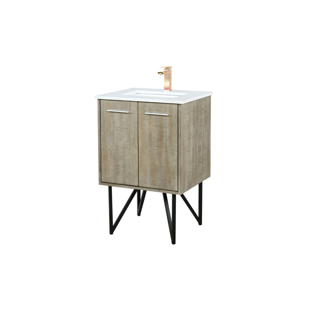 English Elm Rustic Acacia Bath Vanity 24" W With Cultured Marble Top & Chic Rose Gold Faucet For Modern Charm B2731P259662-GIGA