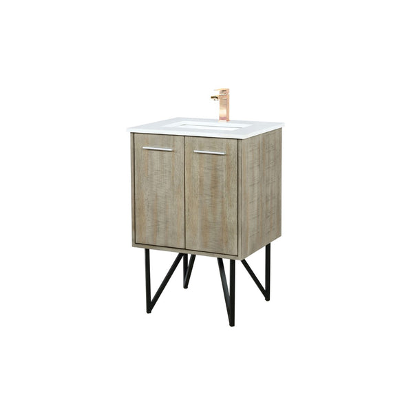 English Elm Rustic Acacia Bath Vanity 24" W With Cultured Marble Top & Chic Rose Gold Faucet For Modern Charm B2731P259662-GIGA