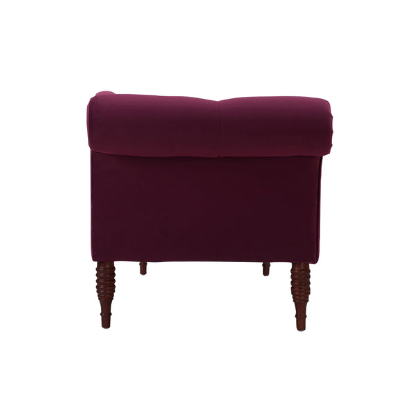 English Elm Jennifer Taylor Home - Samuel Tufted Roll Arm Chaise Lounge in Lux Velvet Upholstery with Kiln-Dried Hardwood Frame and Plush Support Burgundy B2719P238290