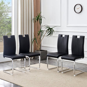 English Elm Set of 4 Bow Back Pu Leather Dining Chairs for Industrial Modern Kitchens W1512P491844