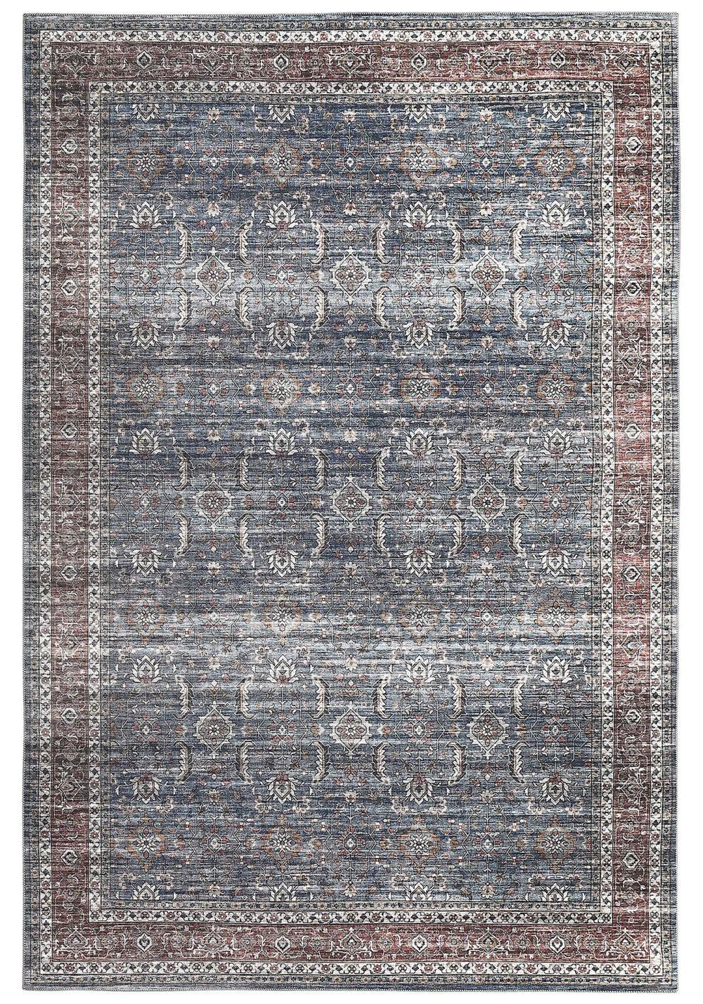 Homeroots 5' X 8' Blue Oriental Distressed Stain Resistant Area Rug  Polyester 478945